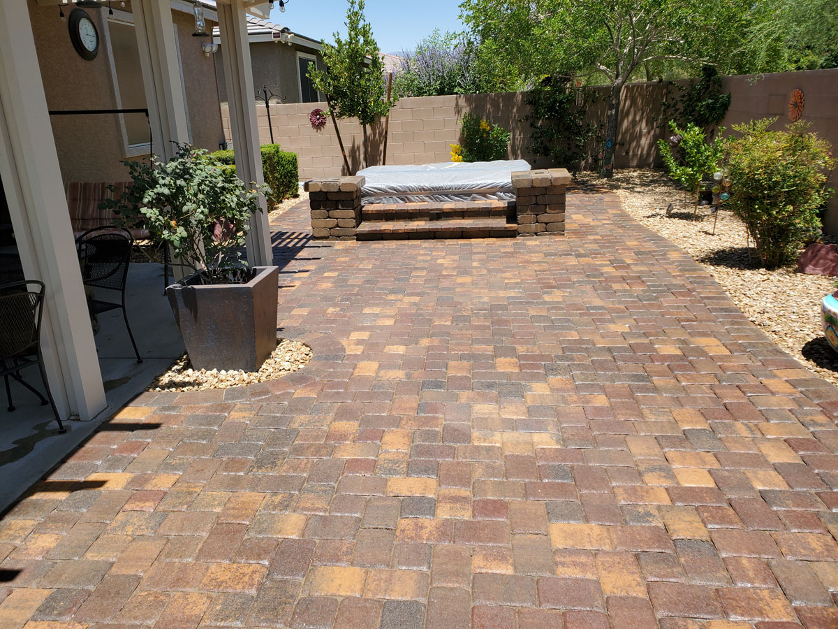 Patio and Spa paver sealing project in Las Vegas