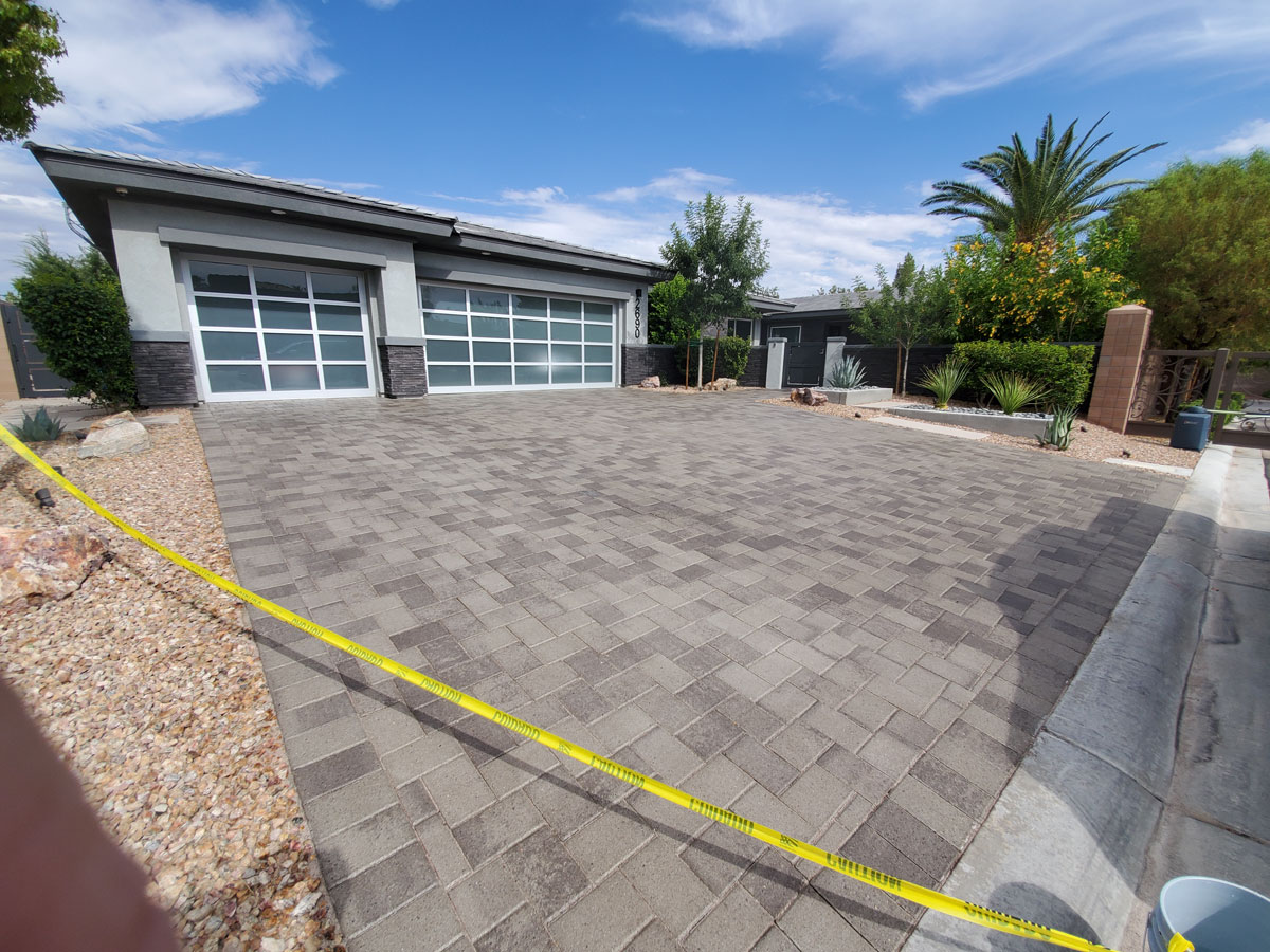 3 Car Plus paver sealing project in Las Vegas